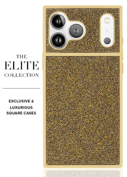 Gold Crystal Elegance SQUARE iPhone Case #iPhone 17 Pro Max + MagSafe,iPhone 17 Pro + MagSafe