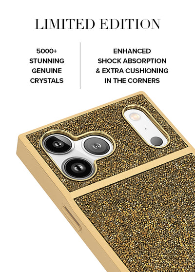 Gold Crystal Elegance SQUARE iPhone Case #iPhone 17 Pro Max + MagSafe,iPhone 17 Pro + MagSafe