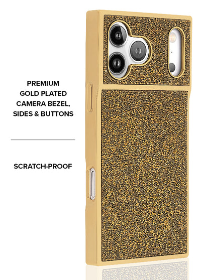 Gold Crystal Elegance SQUARE iPhone Case #iPhone 17 Pro Max + MagSafe,iPhone 17 Pro + MagSafe