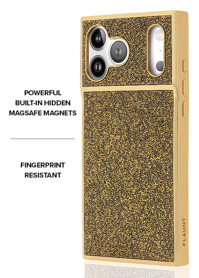 Gold Crystal Elegance SQUARE iPhone Case #iPhone 17 Pro Max + MagSafe,iPhone 17 Pro + MagSafe