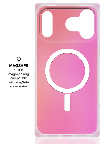 Pink Iridescent Satin Square iPhone Case #iPhone 17 Pro + MagSafe