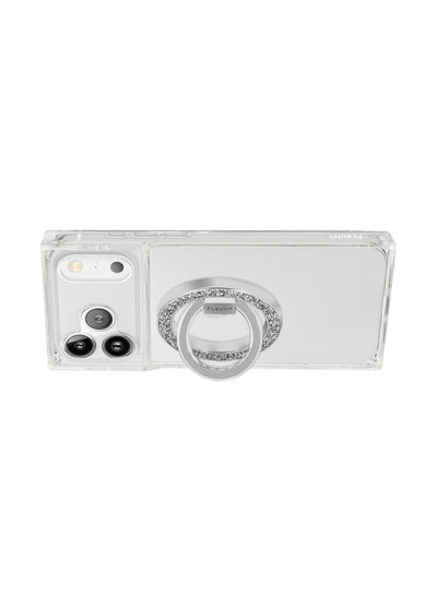 Silver Crystal Elegance Premium Metallic MagSafe Phone Ring Stand