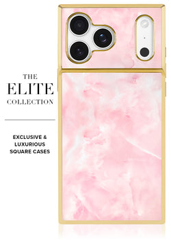 Gilded Faux Rose Quartz SQUARE iPhone Case #iPhone 17 Pro Max + MagSafe