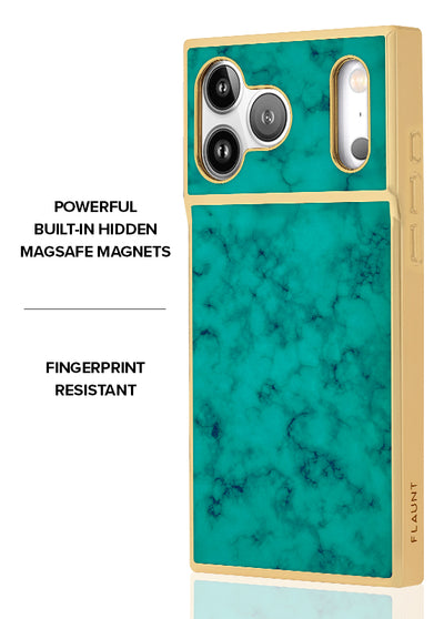 Gilded Turquoise SQUARE iPhone Case #iPhone 17 Pro Max + MagSafe