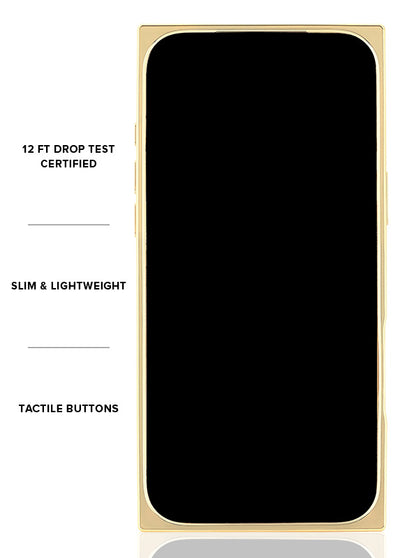 Gold Metallic Embellished Pearl SQUARE Phone Case #iPhone 17 Pro Max