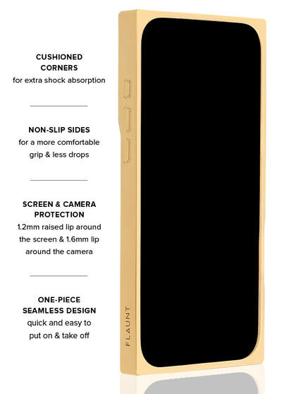 Gold Metallic Embellished Pearl SQUARE Phone Case #iPhone 17 Pro Max