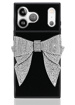 Black Velvet Bow Brilliance SQUARE iPhone Case #iPhone 17 Pro Max,iPhone 17 Pro