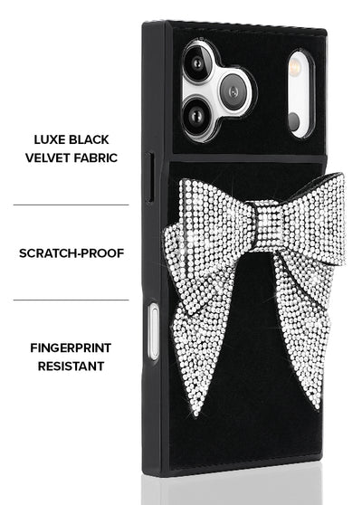 Black Velvet Bow Brilliance SQUARE iPhone Case #iPhone 17 Pro Max,iPhone 17 Pro