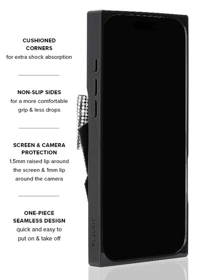 Black Velvet Bow Brilliance SQUARE iPhone Case #iPhone 17 Pro Max,iPhone 17 Pro