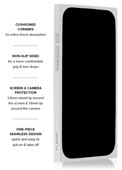 Gilded Crystal Clear Silver SQUARE iPhone Case #iPhone 16 Pro Max + MagSafe,iPhone 16 Pro + MagSafe
