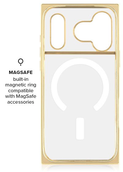 Gilded Crystal Clear Gold SQUARE iPhone Case #iPhone 17 Pro + MagSafe