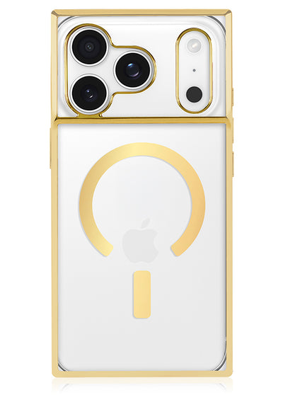 Gilded Crystal Clear Gold SQUARE iPhone Case #iPhone 17 Pro + MagSafe