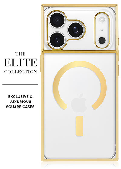 Gilded Crystal Clear Gold SQUARE iPhone Case #iPhone 17 Pro + MagSafe