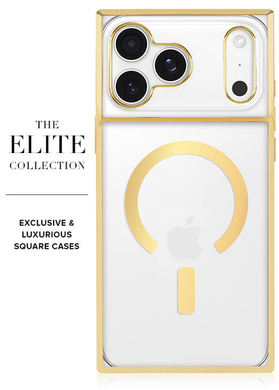 Gilded Crystal Clear Gold SQUARE iPhone Case #iPhone 17 Pro Max + MagSafe