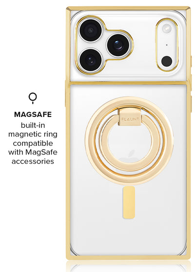 Gilded Crystal Clear Gold SQUARE iPhone Case #iPhone 18 Pro Max + MagSafe,iPhone 18 Pro + MagSafe