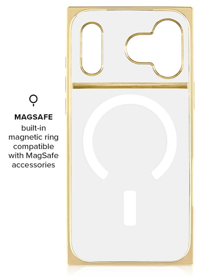 Gilded Crystal Clear Gold SQUARE iPhone Case #iPhone 18 Pro Max + MagSafe,iPhone 18 Pro + MagSafe