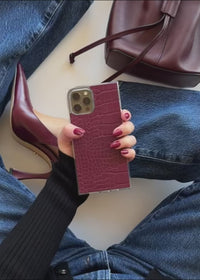 ["SQUARE®", "Burgundy", "Crocodile", "Faux", "Leather", "iPhone", "Case"]