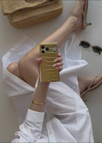 ["Elite", "Collection", "-", "SQUARE®", "Gilded", "Gold", "Faux", "Croc", "Elegance", "iPhone", "Case"]