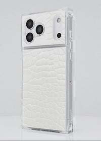 ["SQUARE®", "White", "Crocodile", "Faux", "Leather", "iPhone", "Case"]