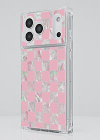 ["SQUARE®", "Pink", "Checkered", "Mother", "of", "Pearl", "iPhone", "Case"]