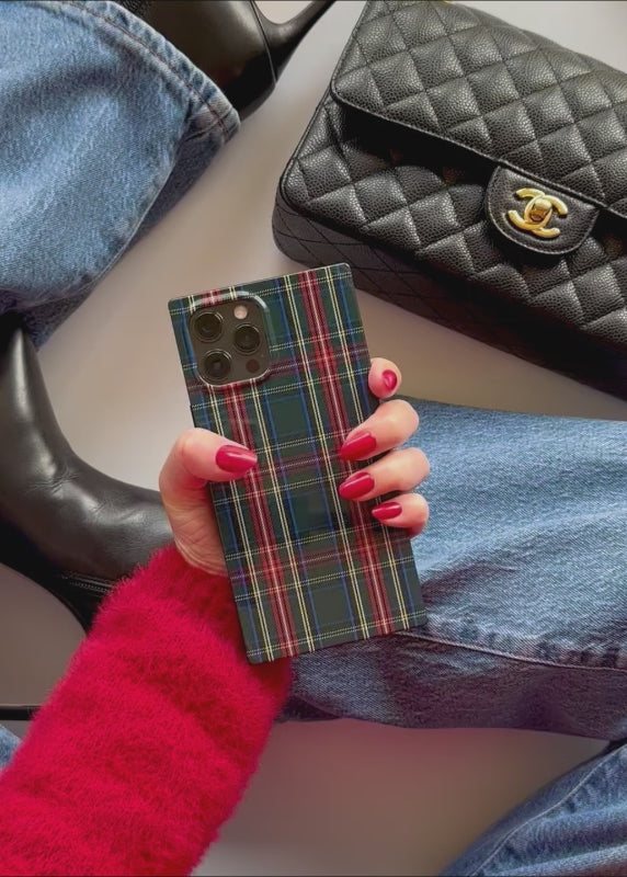 Green Plaid SQUARE iPhone Case - Thumbnail 5