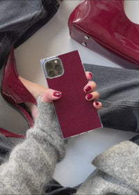 ["Burgundy", "Lizard", "Faux", "Leather", "SQUARE", "iPhone", "Case"]