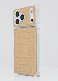 ["SQUARE®", "Tan", "Crocodile", "Faux", "Leather", "iPhone", "Case"]