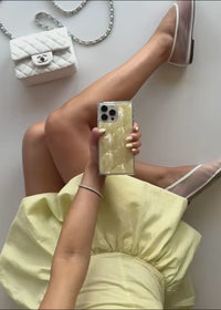 ["SQUARE®", "Butter", "Yellow", "Mother", "of", "Pearl", "iPhone", "Case"]