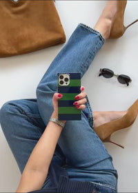 ["SQUARE®", "Navy", "&amp;", "Green", "Rugby", "Stripe", "iPhone", "Case"]