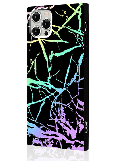 Holo Black Marble Square Phone Case #iPhone 12 Pro Max