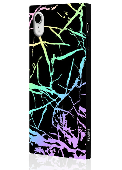 Holo Black Marble Square Phone Case #iPhone XR