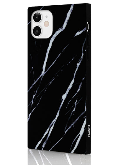 Black Marble Square Phone Case #iPhone 12 Mini