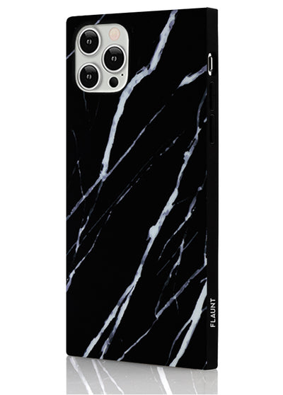 Black Marble Square Phone Case #iPhone 12 / iPhone 12 Pro