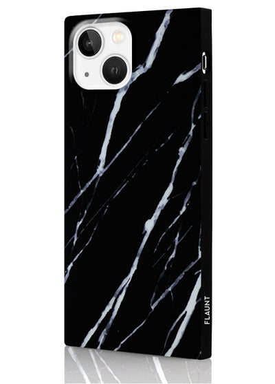 Black Marble Square Phone Case #iPhone 14 Plus