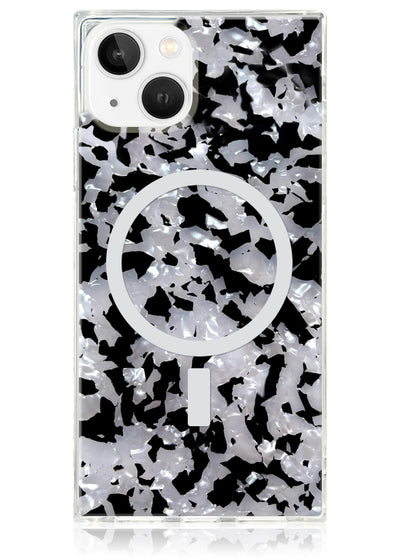 Black and White Shell Square iPhone Case #iPhone 13 + MagSafe