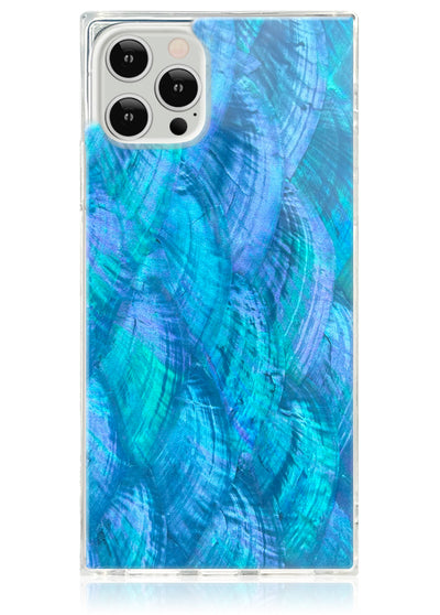 Blue Mother of Pearl Square iPhone Case #iPhone 12 / iPhone 12 Pro