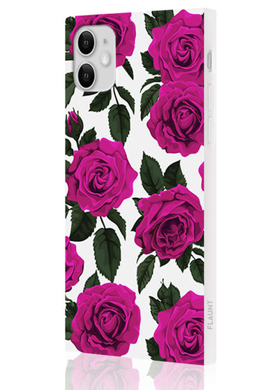 Fuchsia Rose Print Square iPhone Case #iPhone 11