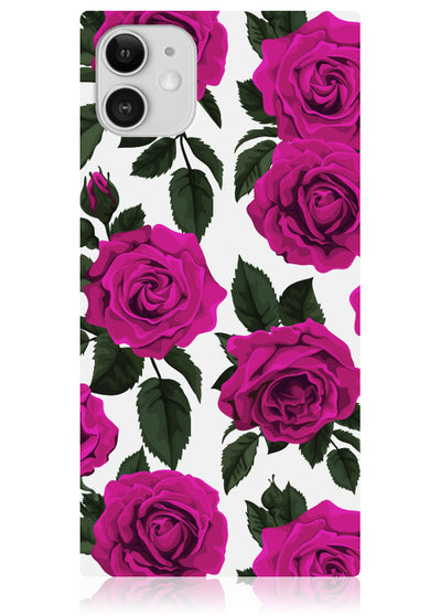 Fuchsia Rose Print Square iPhone Case #iPhone 11