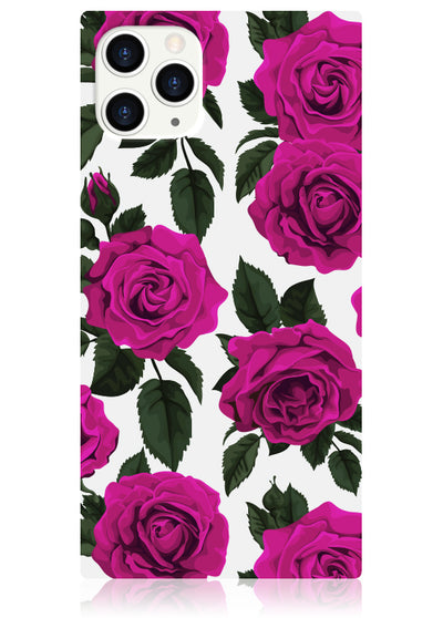 Fuchsia Rose Print Square iPhone Case #iPhone 11 Pro Max