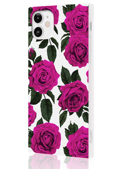 Fuchsia Rose Print Square iPhone Case #iPhone 12 Mini