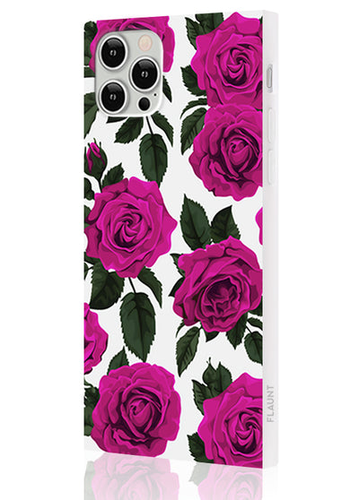 Fuchsia Rose Print Square iPhone Case #iPhone 12 / iPhone 12 Pro