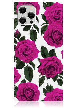 Fuchsia Rose Print Square iPhone Case #iPhone 12 Pro Max