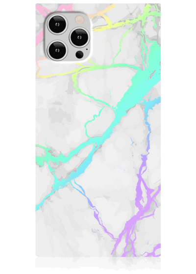 Holographic Marble Square iPhone Case #iPhone 12 / iPhone 12 Pro