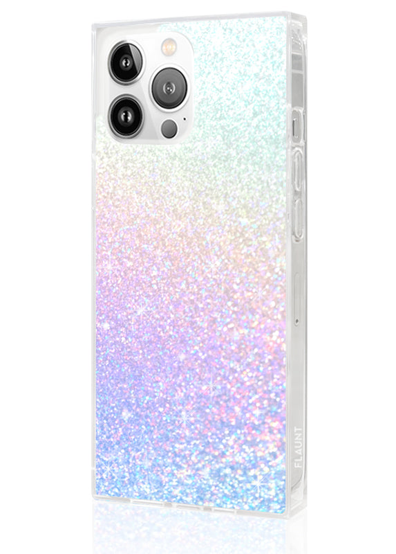 White Glitter Love Square iPhone Case
