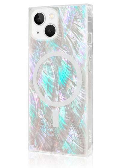 Mother of Pearl Square iPhone Case #iPhone 14 Plus + MagSafe