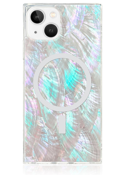 Mother of Pearl Square iPhone Case #iPhone 14 Plus + MagSafe