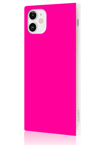 Neon Pink Square Phone Case #iPhone 12 Mini