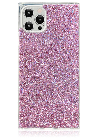 Fuchsia Glitter Love Square iPhone Case