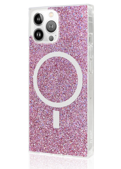 Pink Glitter Square iPhone Case #iPhone 13 Pro Max + MagSafe