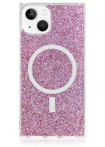Pink Glitter Square iPhone Case #iPhone 14 Plus + MagSafe
